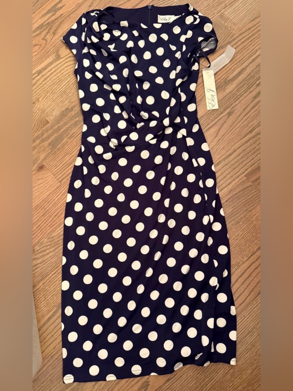 Eliza J Blue Cross Polka Dot Dress NWT